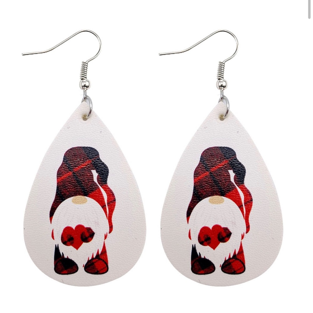 Gnome leather drop earrings